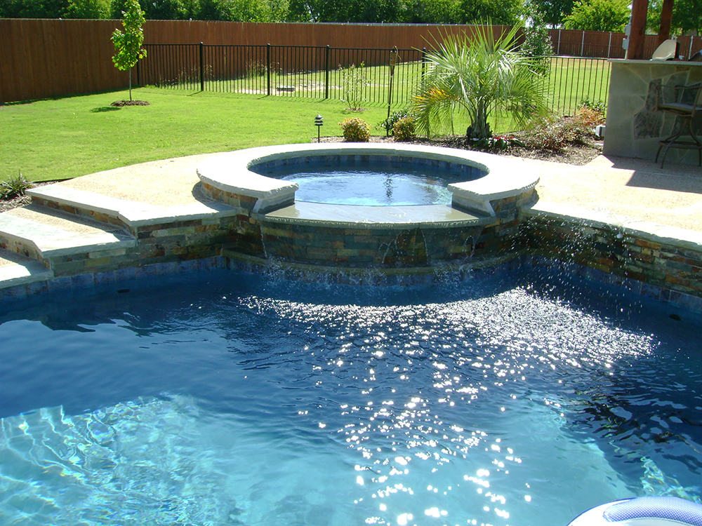 RiverMist pool glowing at night